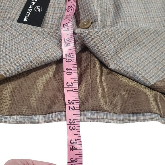 NWT Jean Paul Germain Sport Blazer Men Tan Blue 56R Plaid Lined Tweed Two Button - Picture 14 of 15
